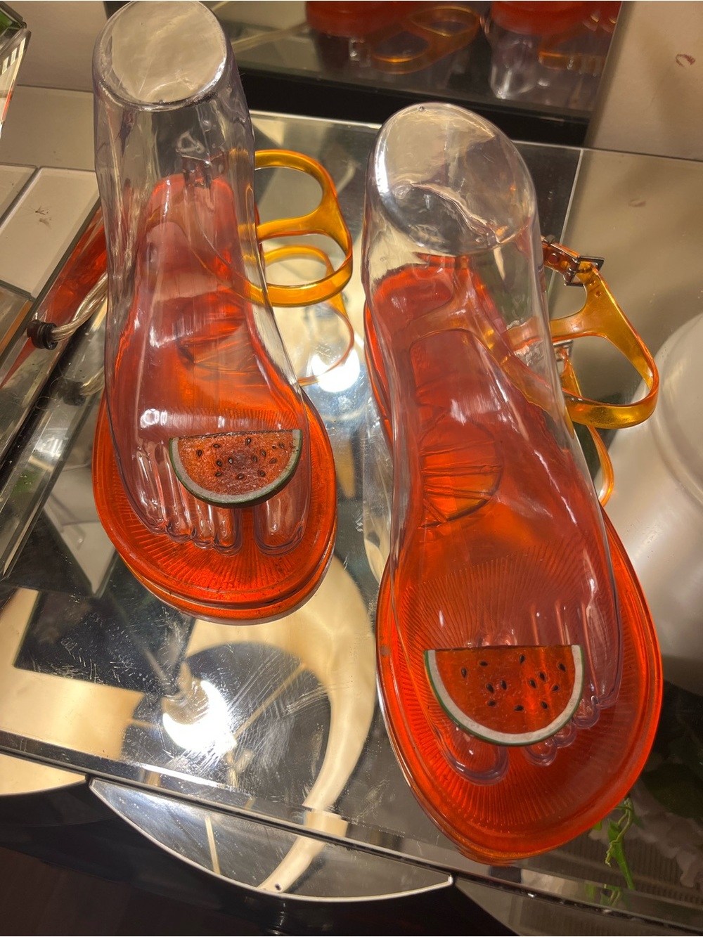 🍉Soo Cute Clear Orange Jelly Sandals with Watermelon Accent🍉Katy Perry Collectio